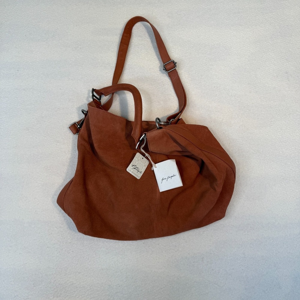 Free People Suzie Suede Slouchy Tote Bag Between Brown Rust Leather NWT - Picture 9 of 9